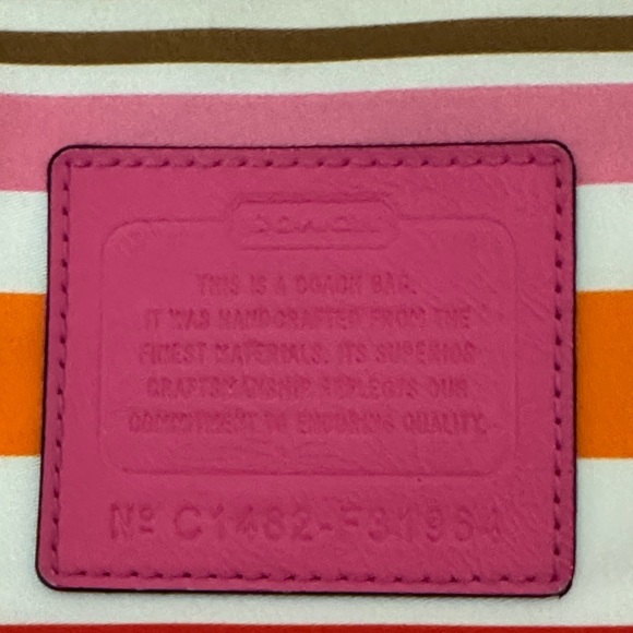 Coach Pink and Orange Striped Pouch - Picture 3 of 7